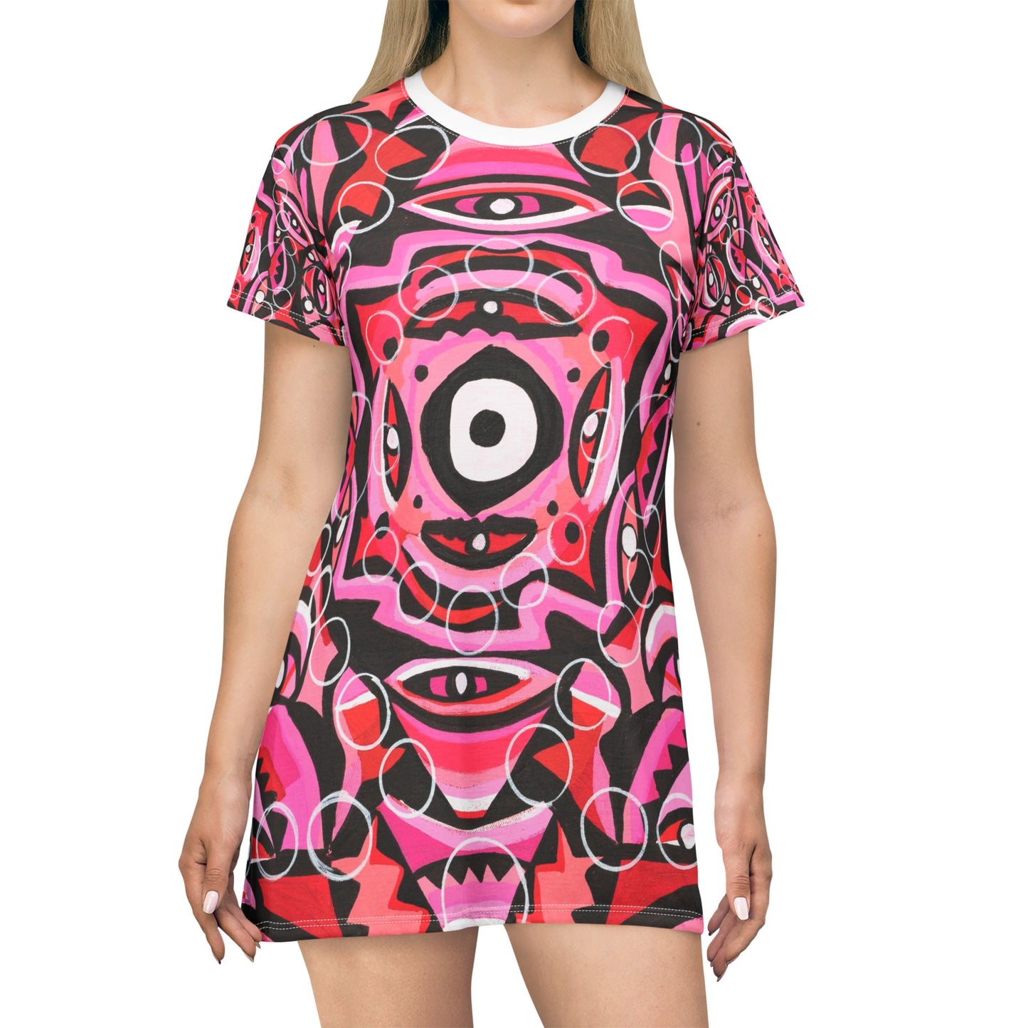 Pink Champagne T-Shirt Dress (AOP)