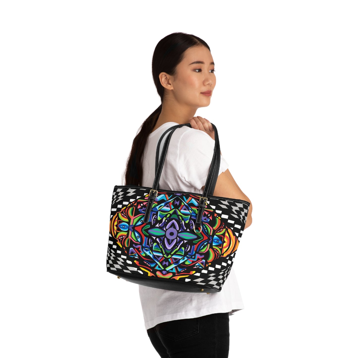 Bolso de hombro de cuero de PU con forma de vórtice de hierro