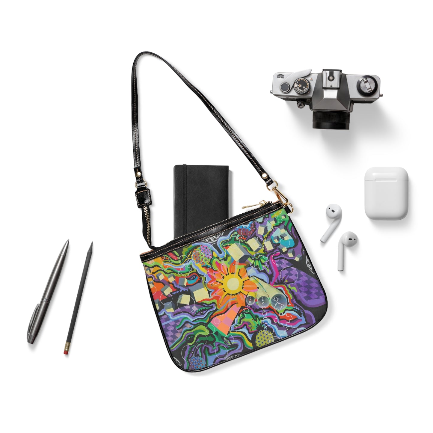 Bolso bandolera pequeño con diseño de crisantemo