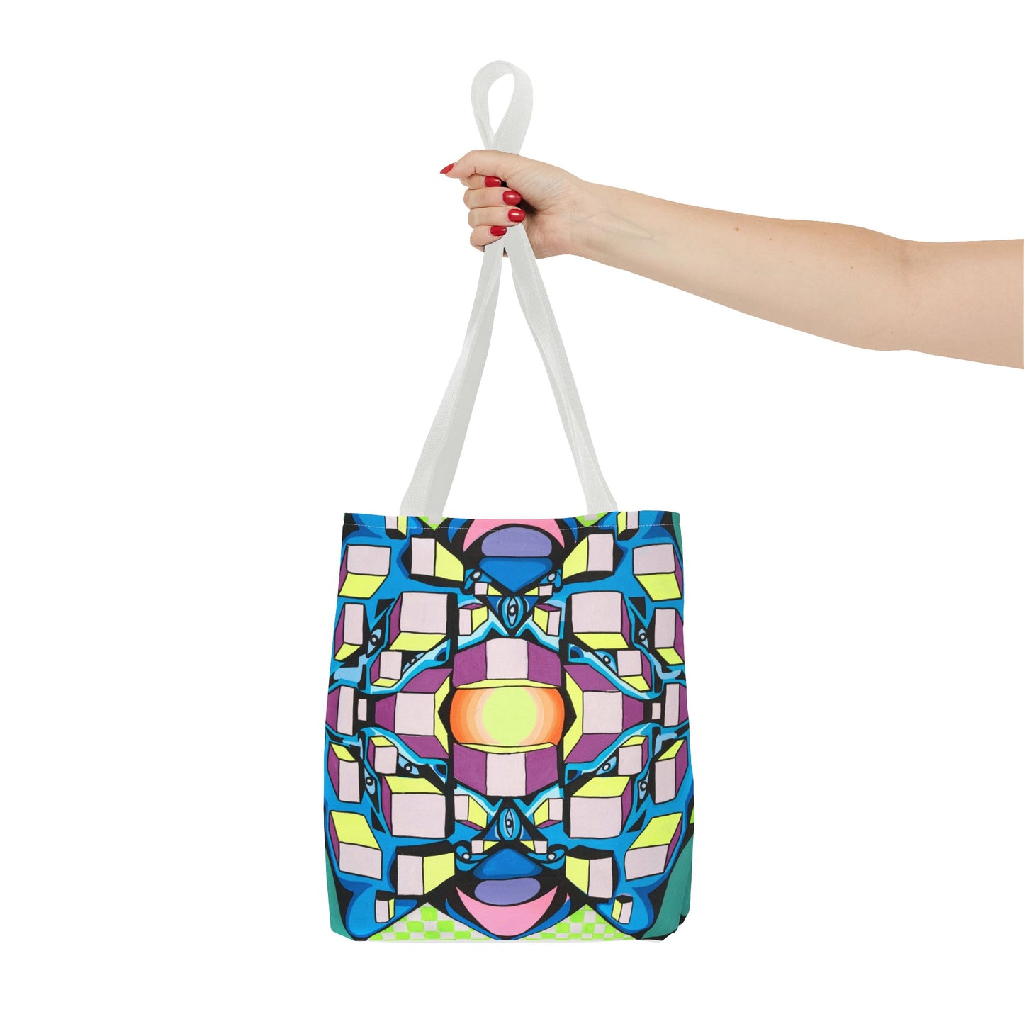 Bolsa de mano con cuadrados (AOP)