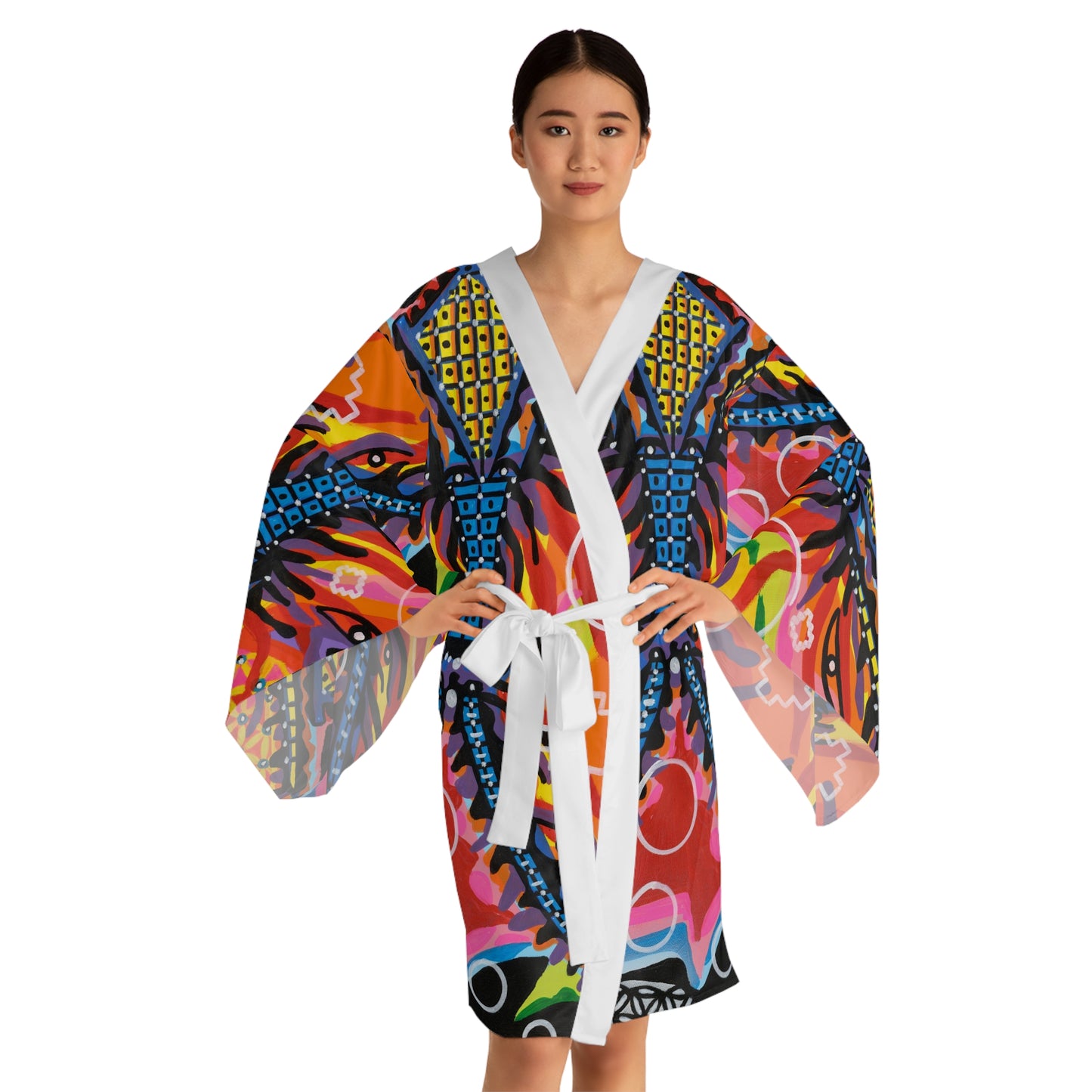 Burning man Long Sleeve Kimono Robe (AOP)