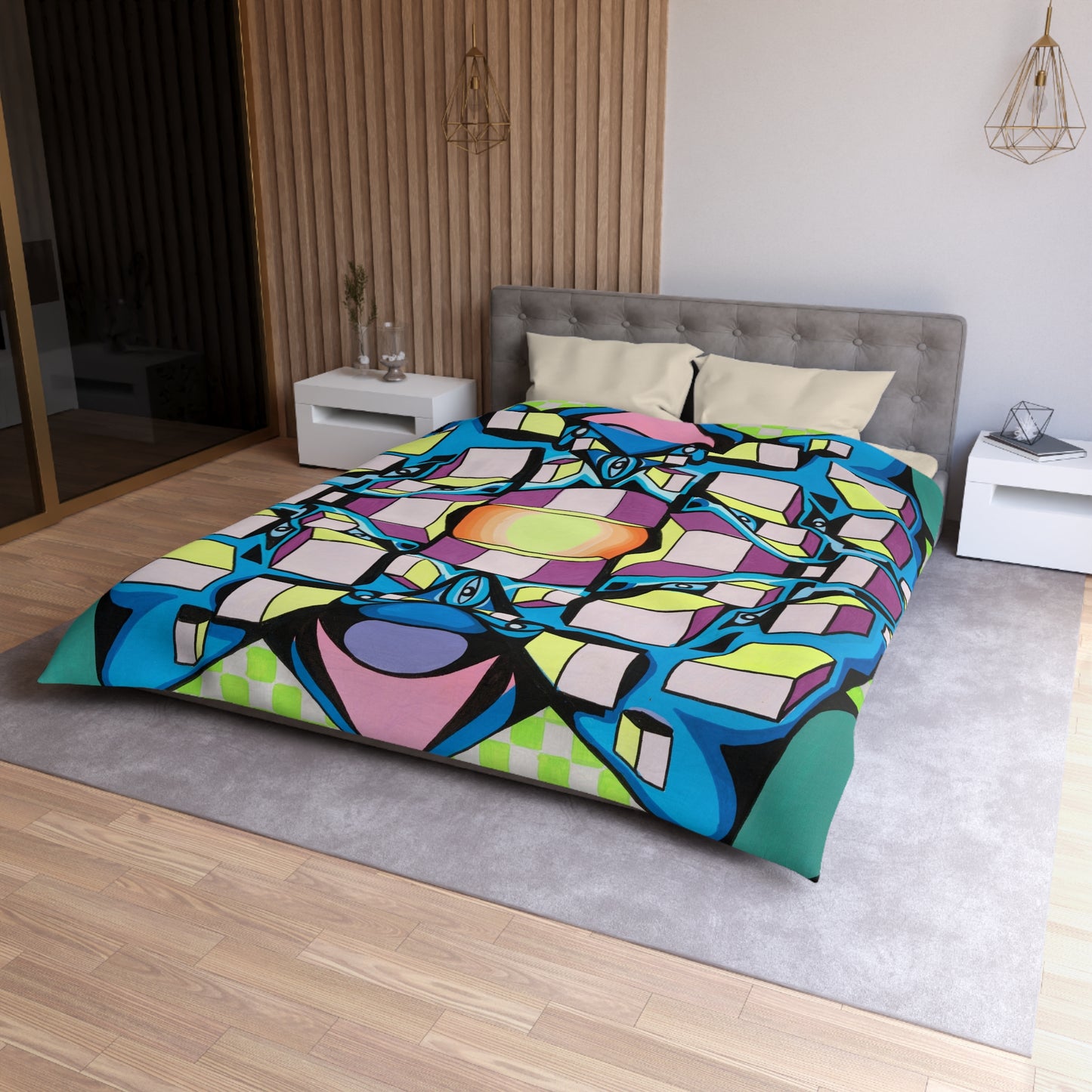 Squares Microfiber Duvet Cover