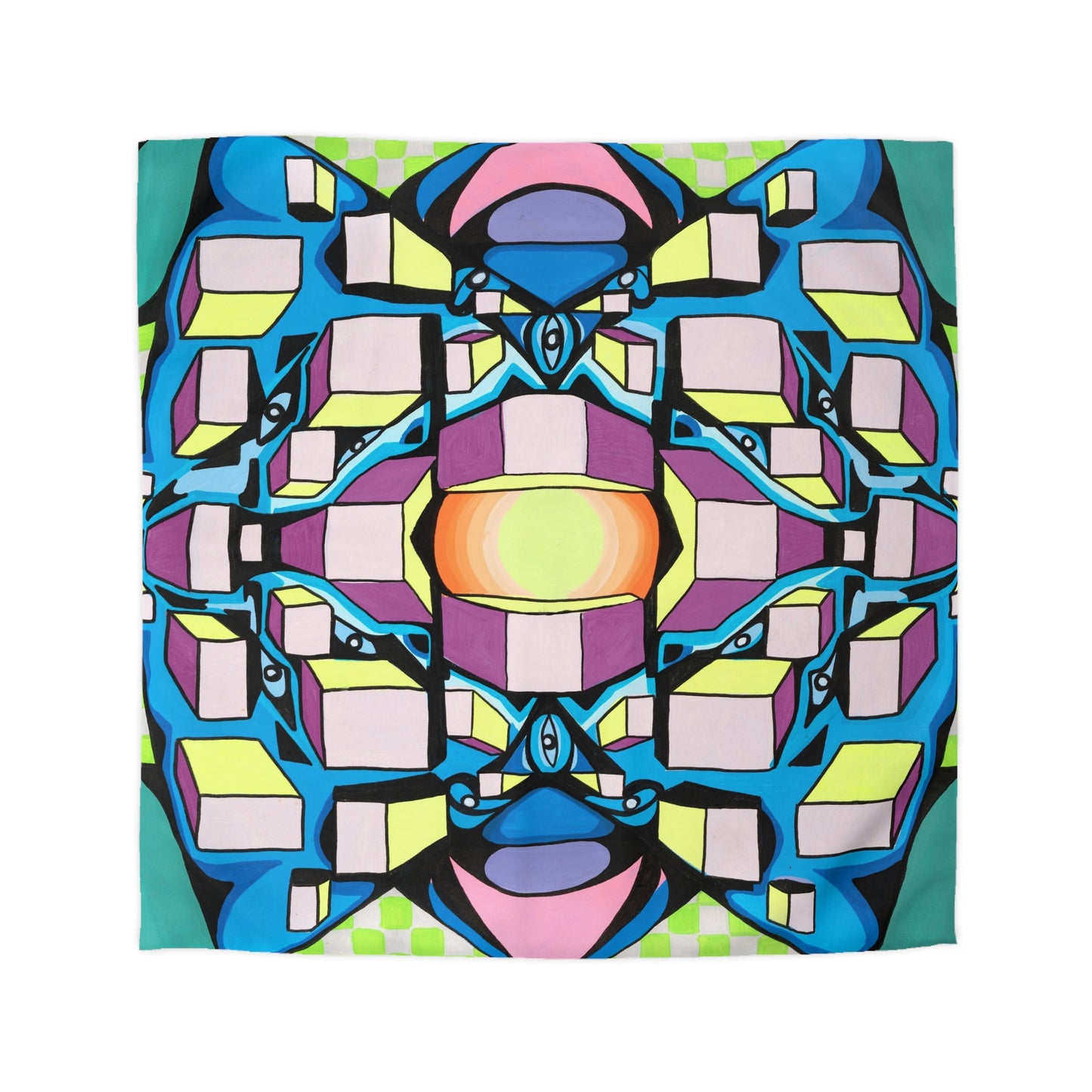 Squares Microfiber Duvet Cover