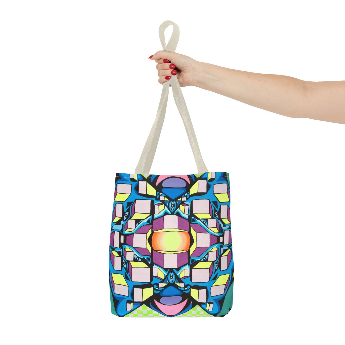 Bolsa de mano con cuadrados (AOP)