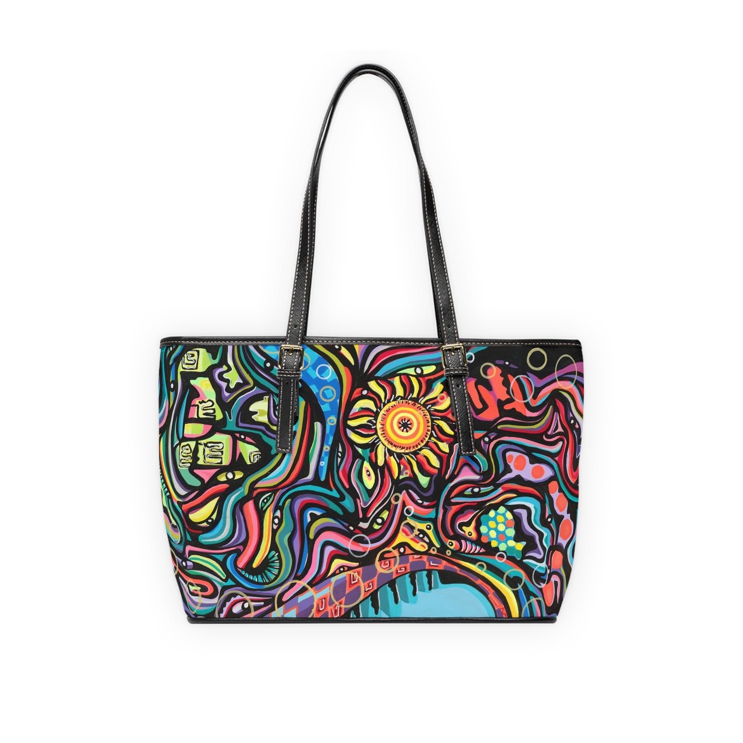 Bolso de hombro de piel sintética con diseño de rayo de sol de Iron