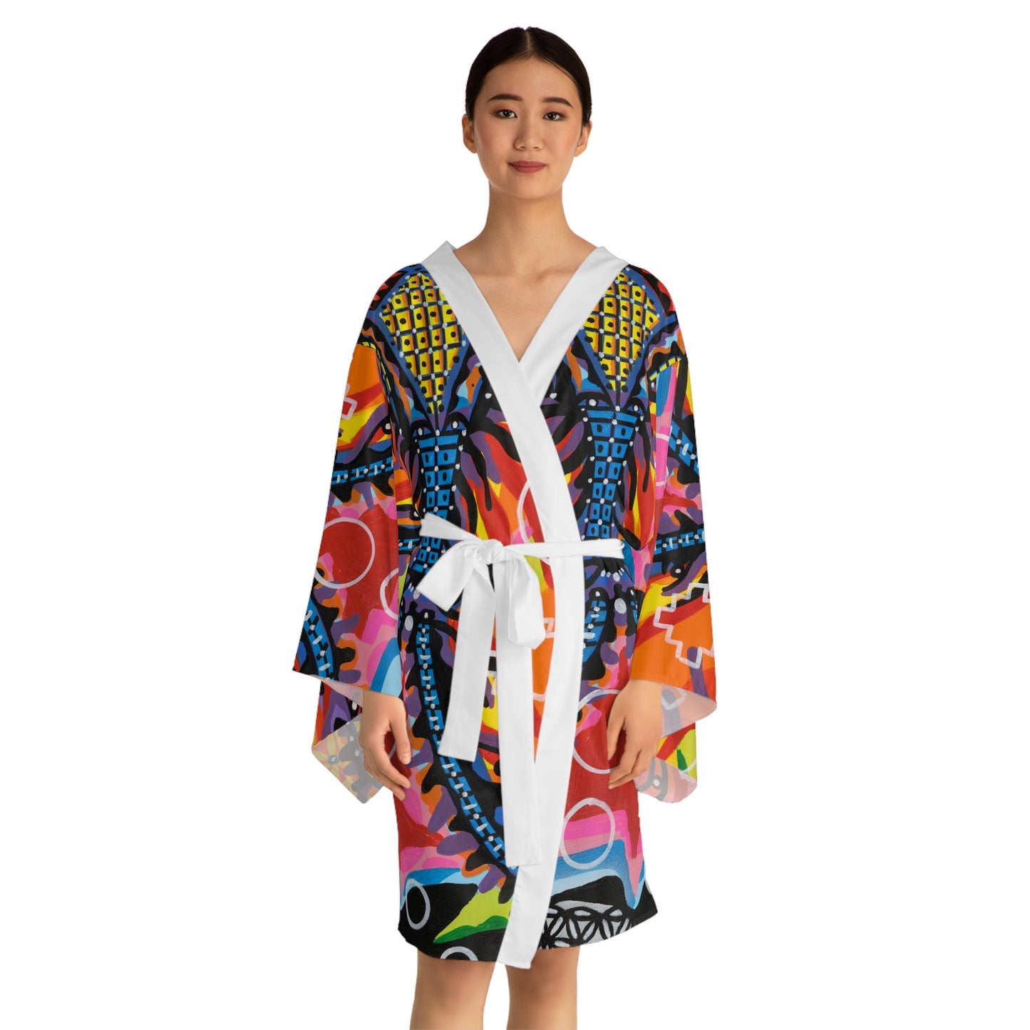 Burning man Long Sleeve Kimono Robe (AOP)