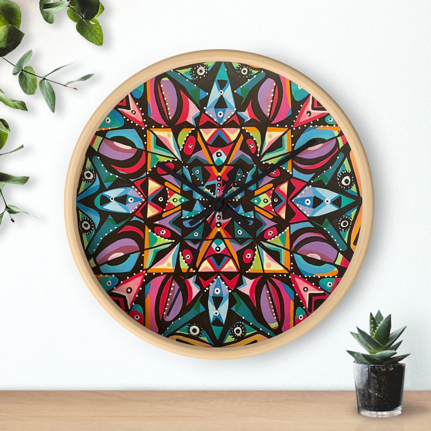 Reloj de pared con diseño de mandala