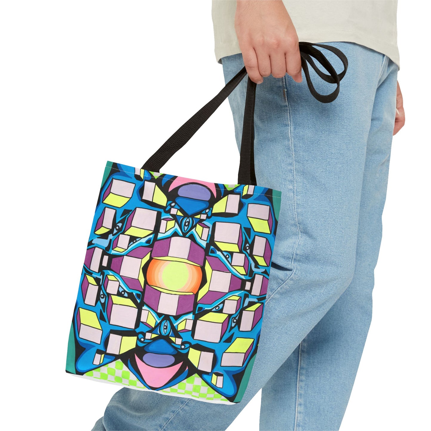 Bolsa de mano con cuadrados (AOP)