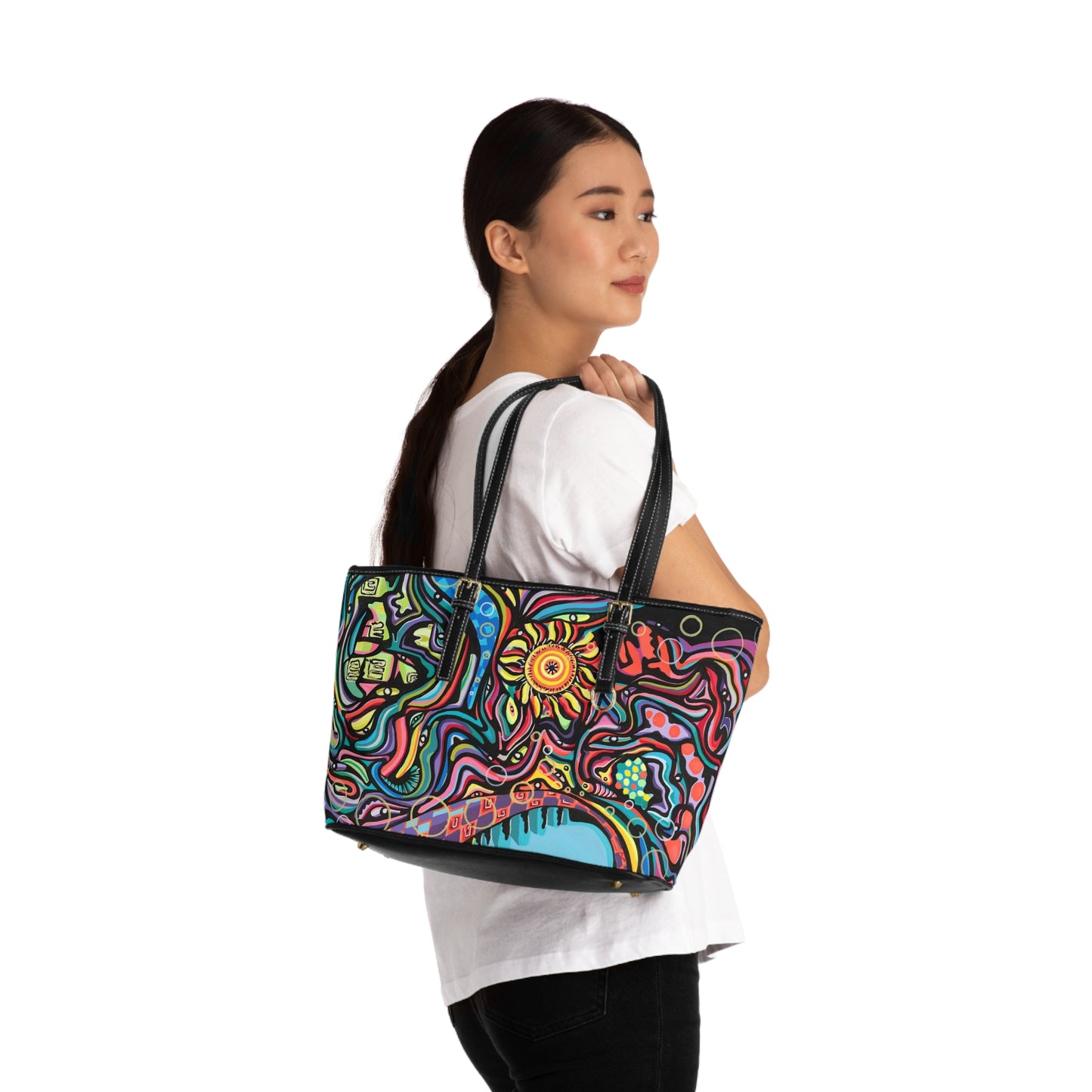 Bolso de hombro de piel sintética con diseño de rayo de sol de Iron