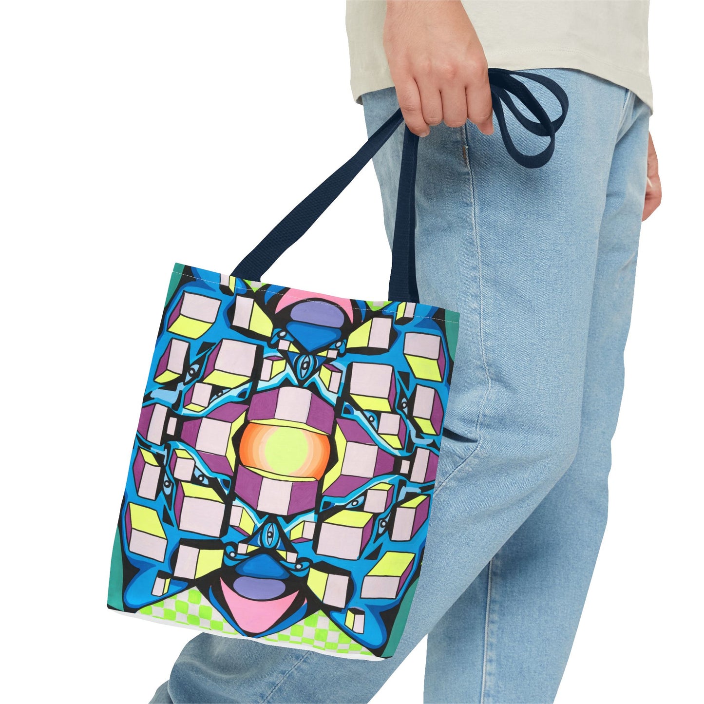 Bolsa de mano con cuadrados (AOP)