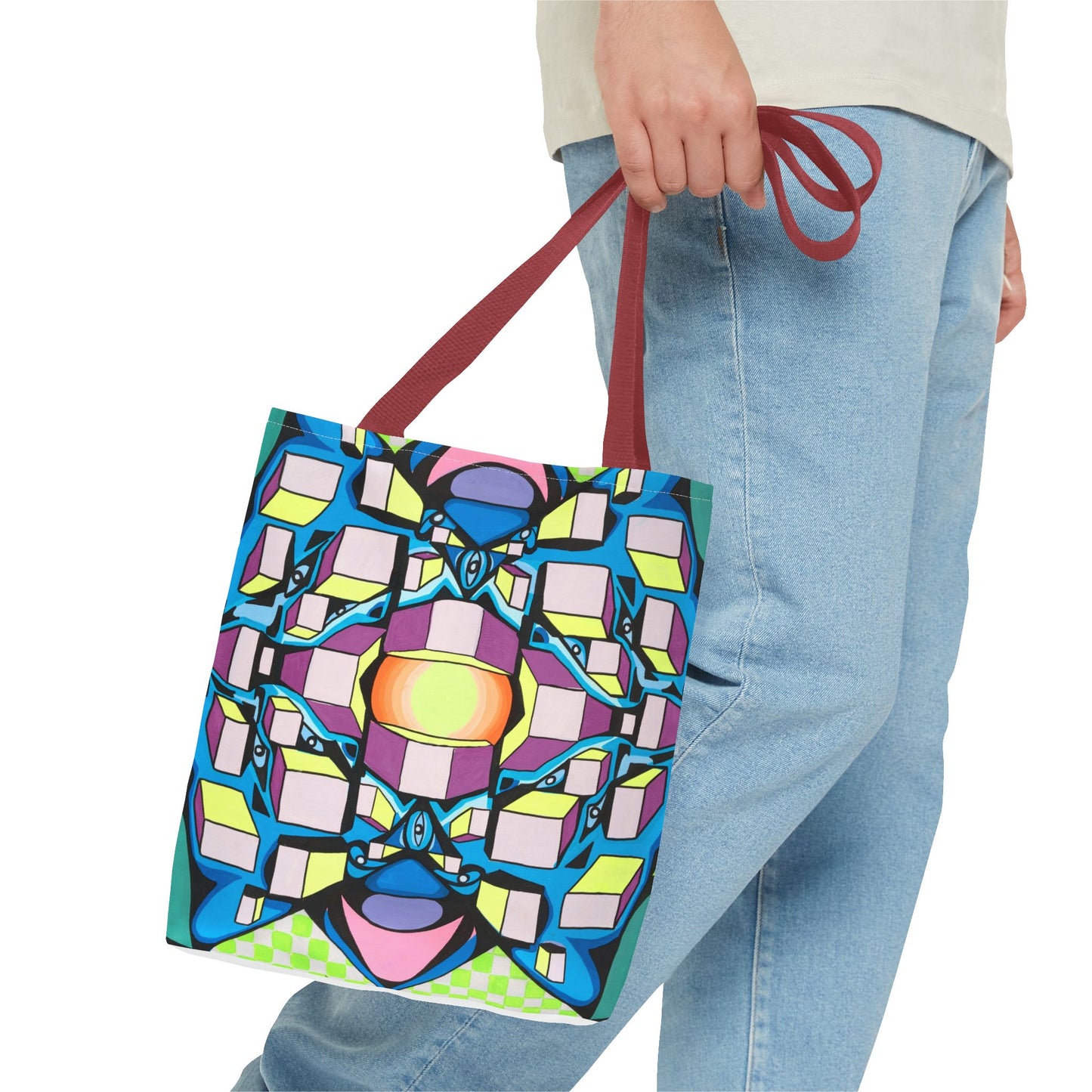 Bolsa de mano con cuadrados (AOP)