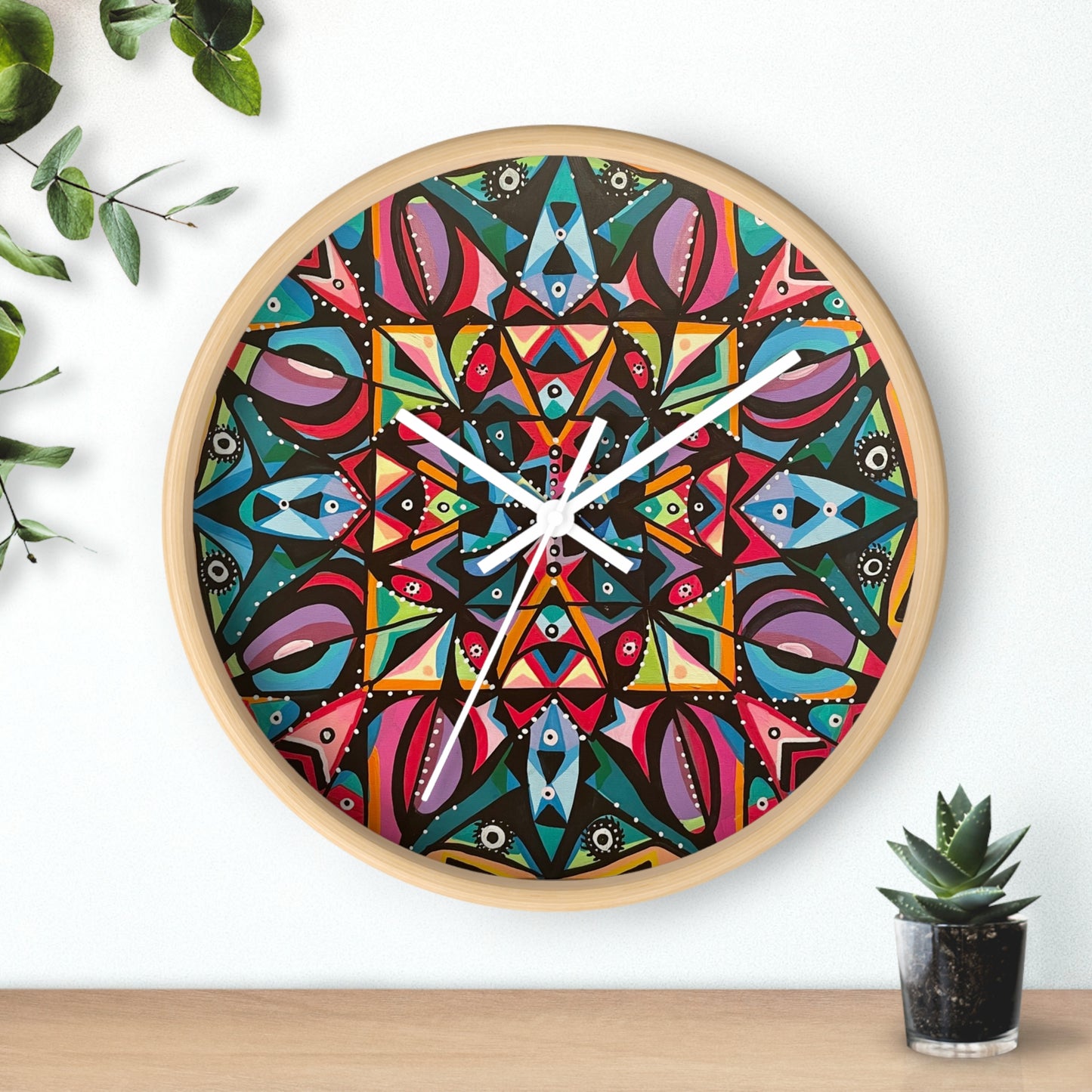 Reloj de pared con diseño de mandala