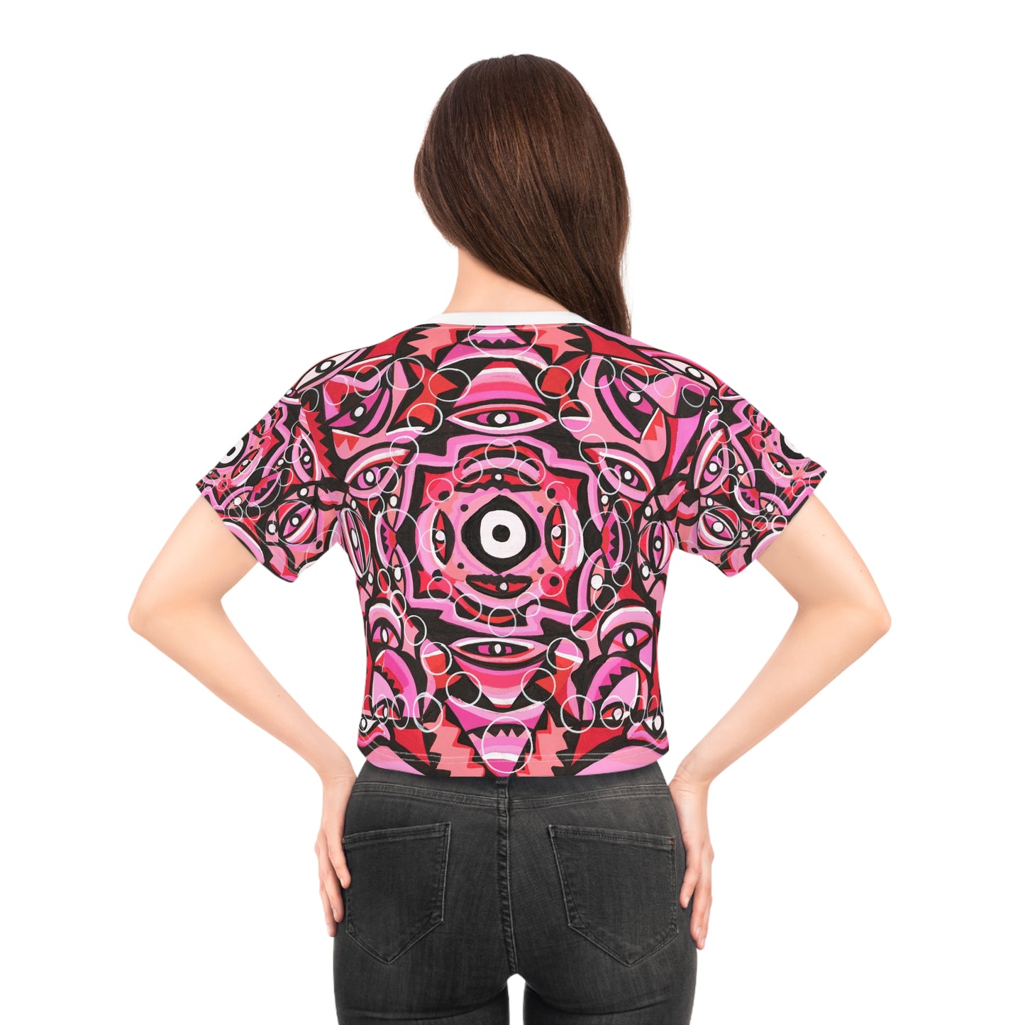 Pink champagne Crop Tee (AOP)