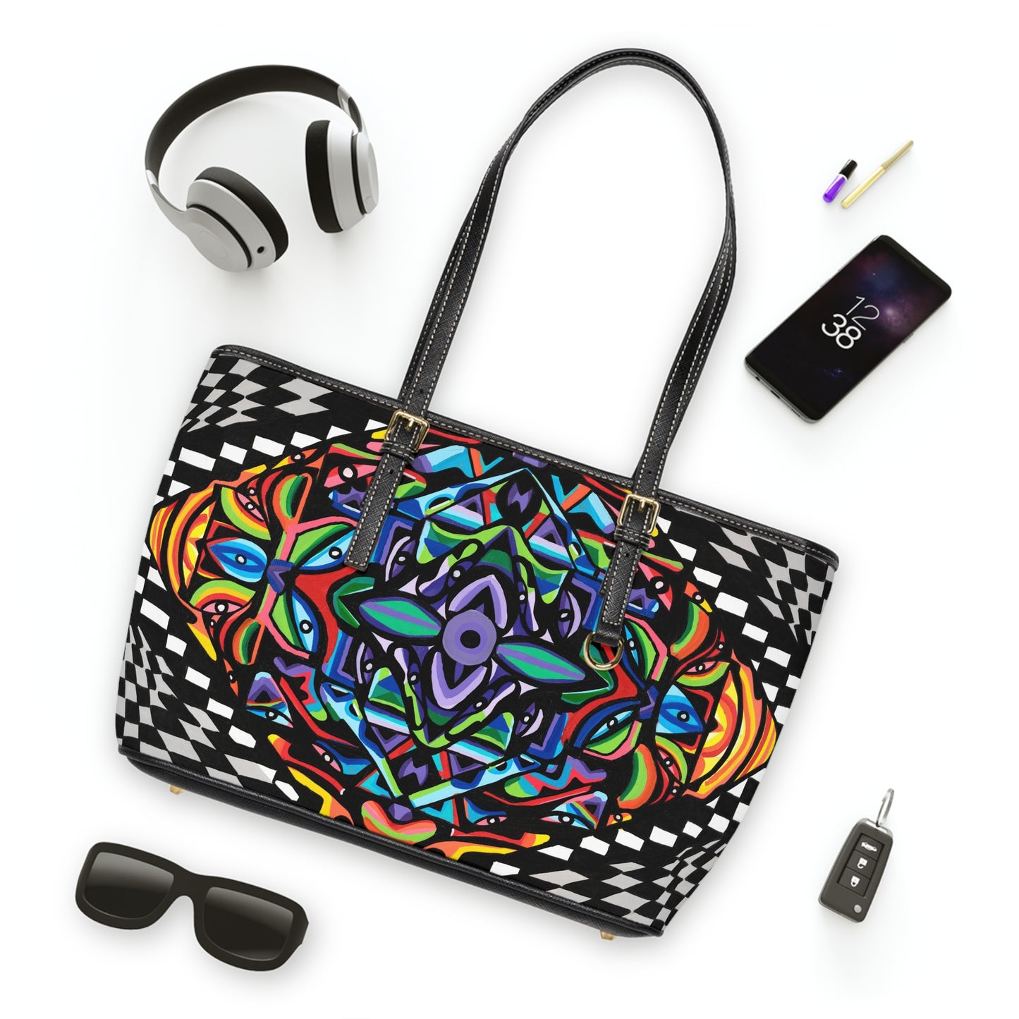 Bolso de hombro de cuero de PU con forma de vórtice de hierro