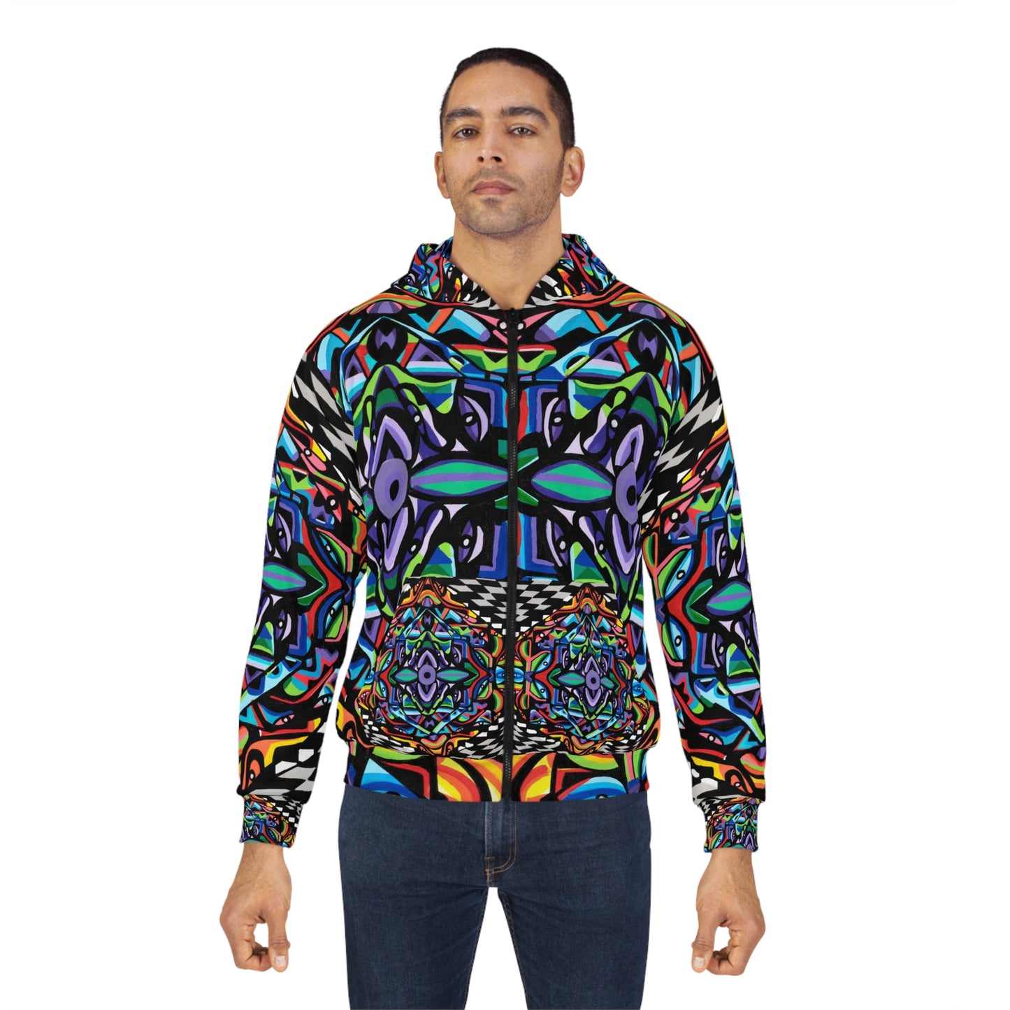 Iron vortex Unisex Zip Hoodie (AOP)