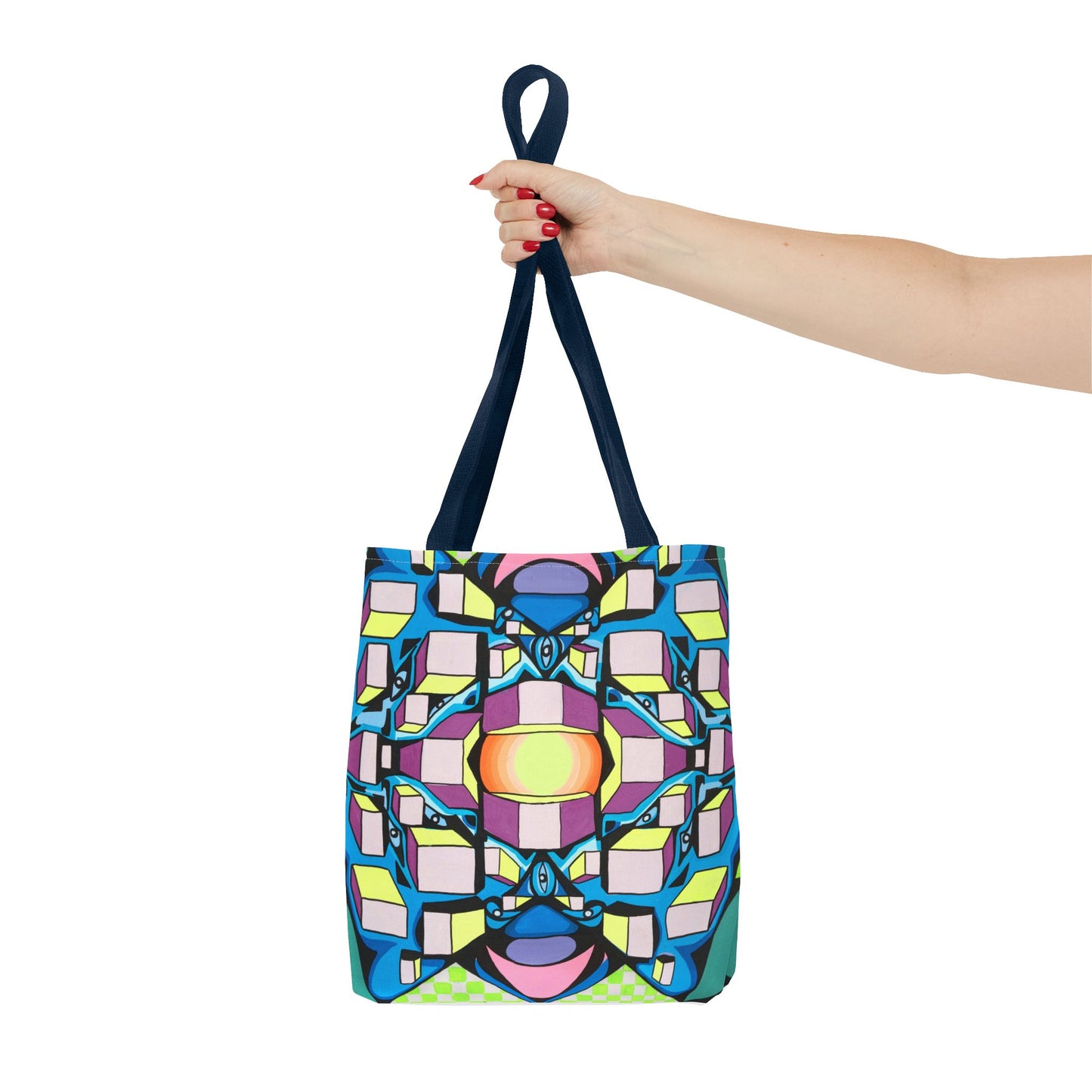 Bolsa de mano con cuadrados (AOP)