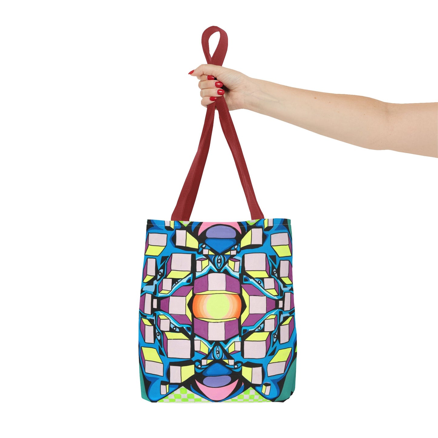 Bolsa de mano con cuadrados (AOP)