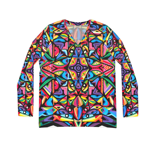 Spirit of growth Women's Long Sleeve V-neck Shirt (AOP)